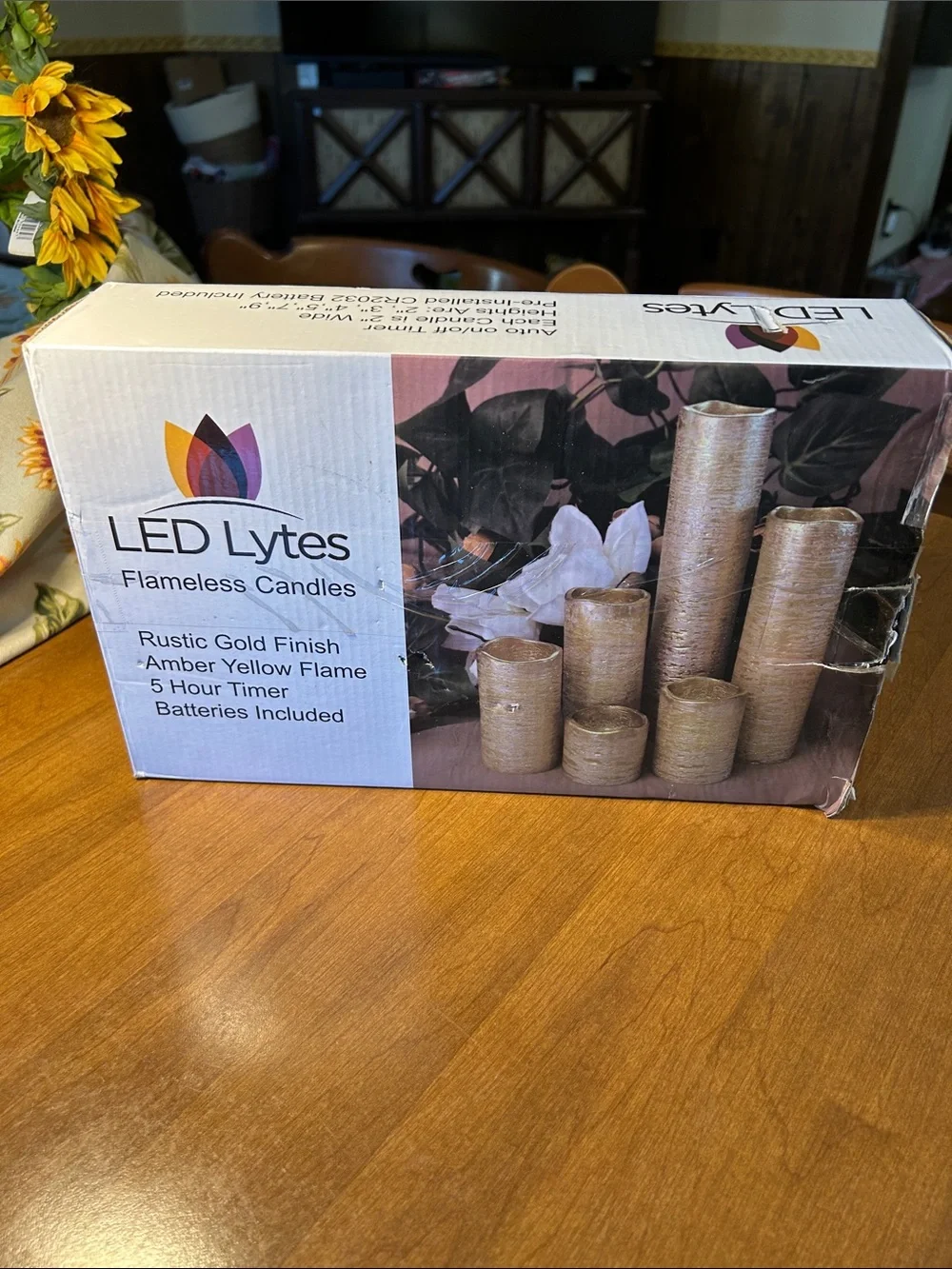 Rustic Gold Flameless LED Candle Set - Amber Yellow Flame